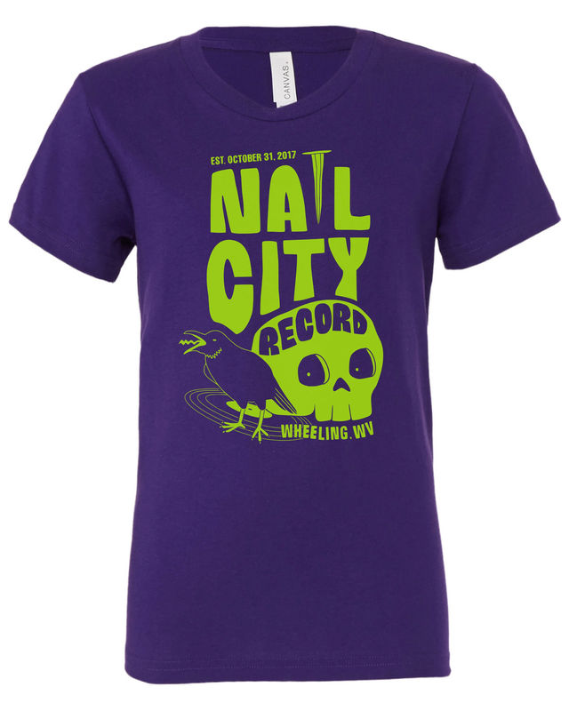 Nail City Record, Wheeling: The Place of The Skull | Halloween Purple T-Shirt | Kids Sizes - Size:S