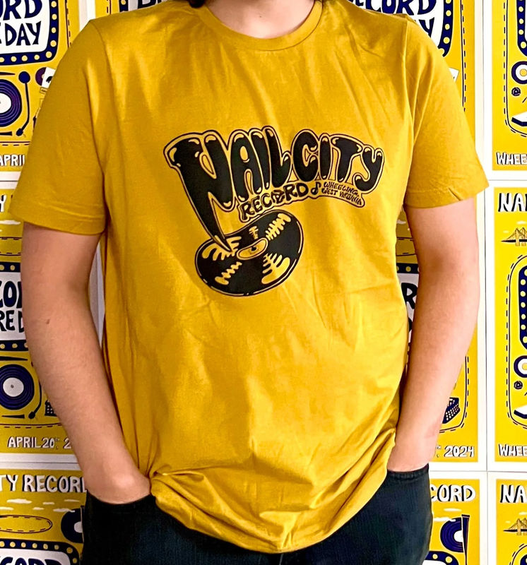 Nail City Record T-shirt | Yellow w/ Black Design - Size:X-Large