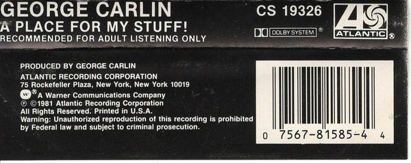 George Carlin - A Place For My Stuff (Cassette) (VG+, VG+)