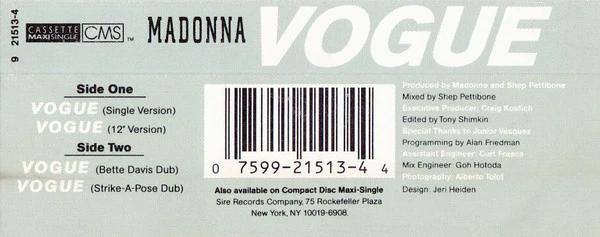 Madonna - Vogue (Cassette) (NM or M-, VG+)