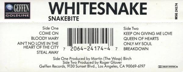 Whitesnake - Snakebite (Cassette) (VG+, VG+)