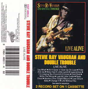 Stevie Ray Vaughan & Double Trouble - Live Alive (Cassette) (VG+, VG+)