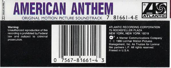 Various - American Anthem (Original Motion Picture Soundtrack) (Cassette) (VG+, VG+)