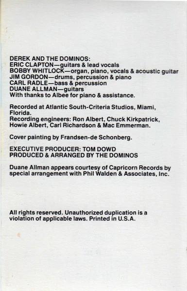 Derek & The Dominos - Layla And Other Assorted Love Songs (Cassette) (VG, VG)