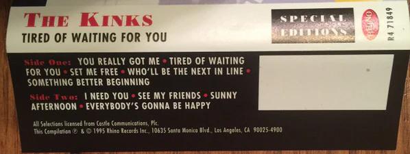 The Kinks - Tired Of Waiting For You (Cassette) (NM or M-, VG+)