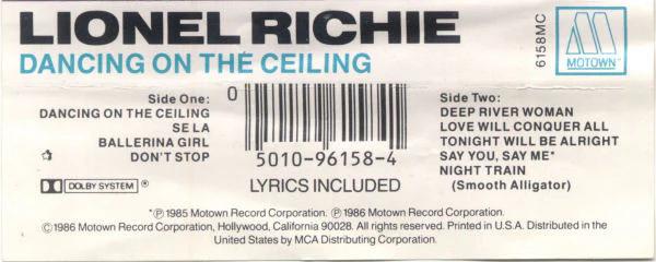 Lionel Richie - Dancing On The Ceiling (Cassette) (VG+, VG+)
