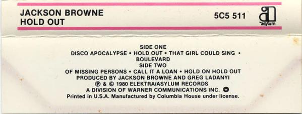 Jackson Browne - Hold Out (Cassette) (VG+, VG+)