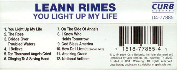 LeAnn Rimes - You Light Up My Life (Inspirational Songs) (Cassette) (NM or M-, VG+)