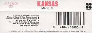 Kansas  - Masque (Cassette) (NM or M-, VG+)
