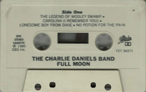 The Charlie Daniels Band - Full Moon (Cassette) (VG+, VG+)