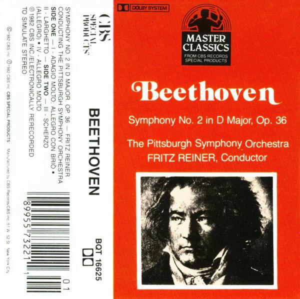 Ludwig Van Beethoven : Fritz Reiner Conducting Pittsburgh Symphony Orchestra - Symphony No. 2 In D Major, Op. 36 (Cassette) (VG+, VG+)