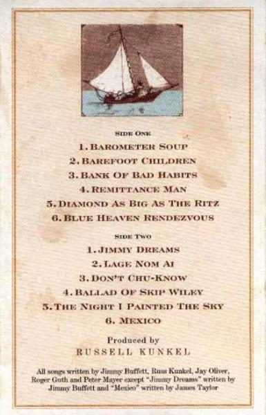 Jimmy Buffett - Barometer Soup (Cassette) (VG+, VG+)