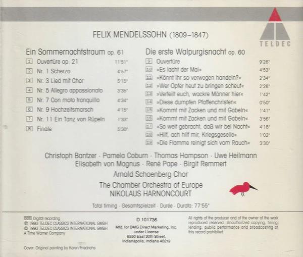 Felix Mendelssohn-Bartholdy, The Chamber Orchestra Of Europe, Nikolaus Harnoncourt - Ein Sommernachtstraum | Die Erste Walpurgisnacht (CD) (VG+, VG+)