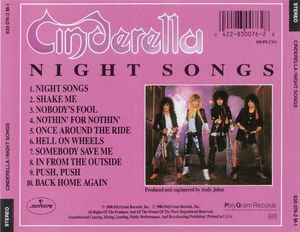 Cinderella  - Night Songs (CD) (NM or M-, NM or M-)