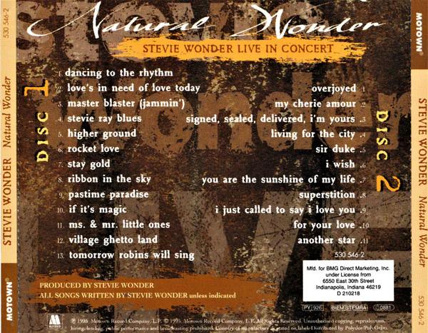 Stevie Wonder - Natural Wonder - Live In Concert (CD) (NM or M-, VG+)