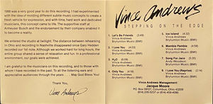 Vince Andrews  - Stepping On The Edge (CD) (NM or M-, NM or M-)