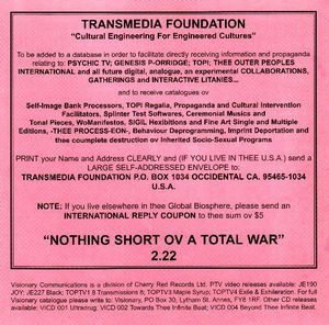 Genesis P-Orridge And Psychic TV Featuring Larry Thrasher - A Hollow Cost (CD) (NM or M-, NM or M-)