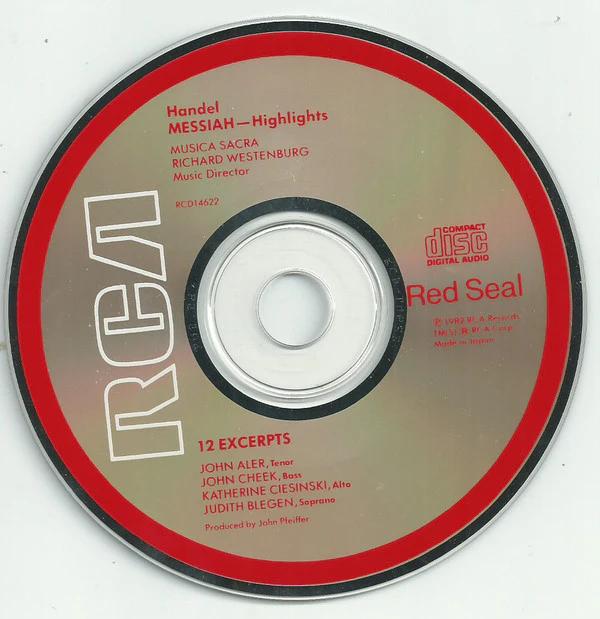 Georg Friedrich Händel : Musica Sacra, Richard Westenburg, Judith Blegen, Katherine Ciesinski, John Aler, John Cheek - Messiah (Highlights) (CD) (NM or M-, VG+)