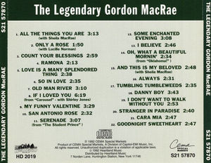Gordon MacRae - The Legendary Gordon MacRae (CD) (NM or M-, VG+)