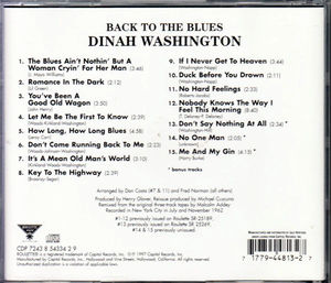 Dinah Washington - Back To The Blues (CD) (NM or M-, VG+)