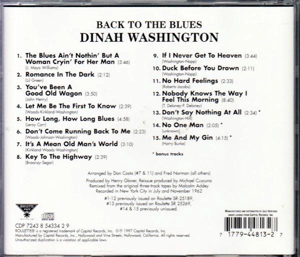 Dinah Washington - Back To The Blues (CD) (NM or M-, VG+)