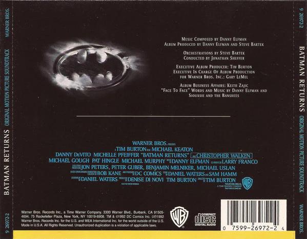 Danny Elfman - Batman Returns (Original Motion Picture Soundtrack) (CD) (NM or M-, VG+)