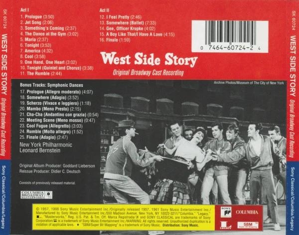 Leonard Bernstein / New York Philharmonic Orchestra, The - West Side Story (Original Broadway Cast Recording) (CD) (NM or M-, VG+)