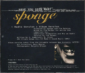 Sponge  - Have You Seen Mary (CD) (NM or M-, NM or M-)
