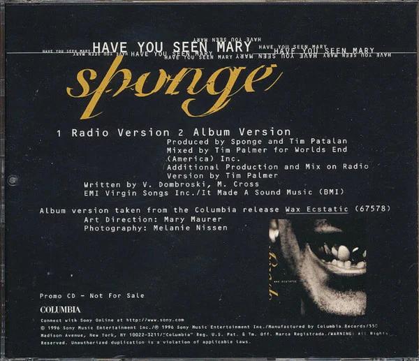 Sponge  - Have You Seen Mary (CD) (NM or M-, NM or M-)