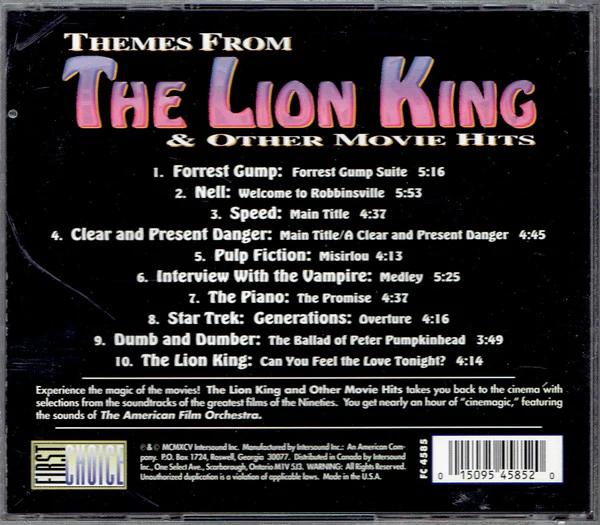 American Film Orchestra, The - Themes From The Lion King & Other Movie Hits (CD) (NM or M-, VG+)