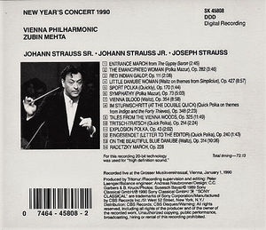 Zubin Mehta, Wiener Philharmoniker - New Year's Concert 1990 (CD) (NM or M-, VG+)
