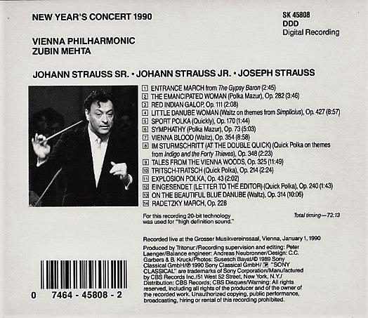 Zubin Mehta, Wiener Philharmoniker - New Year's Concert 1990 (CD) (NM or M-, VG+)