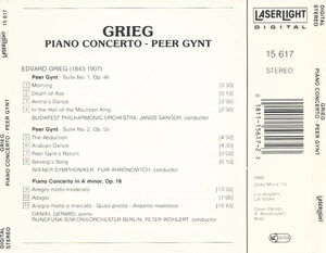 Edvard Grieg - The Budapest Philharmonic Orchestra, Wiener Symphoniker, Janos Sandor, Yuri Ahronovitch - Piano Concerto / Peer Gynt Suites 1 & 2 (CD) (NM or M-, NM or M-)
