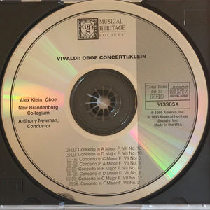 Antonio Vivaldi, Alex Klein , Brandenburg Collegium, Anthony Newman - Vivaldi: Oboe Concert/Klein (CD) (NM or M-, VG+)