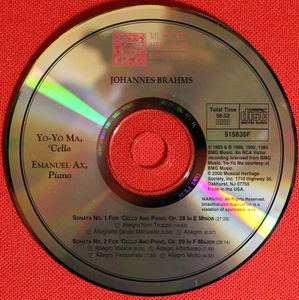 Johannes Brahms – Yo-Yo Ma / Emanuel Ax - Cello Sonatas (CD) (NM or M-, VG+)