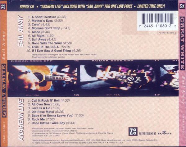 Great White - Sail Away / Anaheim Live (CD) (VG+, VG+)