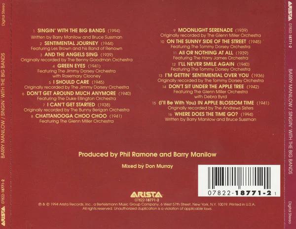 Barry Manilow - Singin' With The Big Bands (CD) (NM or M-, VG+)