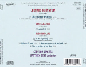 Leonard Bernstein, Aaron Copland, Samuel Barber, Corydon Singers Conducted By Matthew Best  - Bernstein: Chichester Psalms / Copland: In The Beginning & Three Motets / Barber: Agnus Dei (CD) (VG+, VG+)