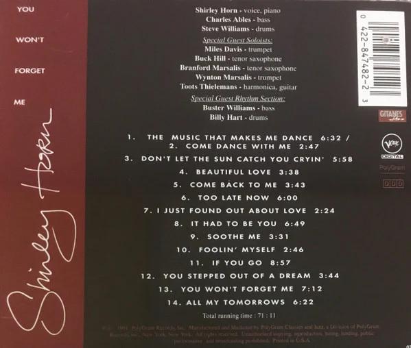 Shirley Horn - You Won't Forget Me (CD) (VG+, VG+)