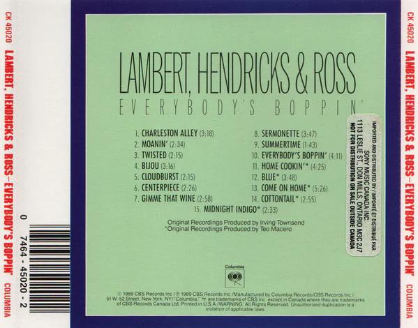 Lambert, Hendricks & Ross - Everybody's Boppin (CD) (VG+, VG+)