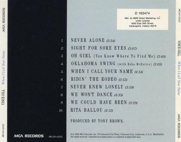 Vince Gill - When I Call Your Name (CD) (NM or M-, VG+)