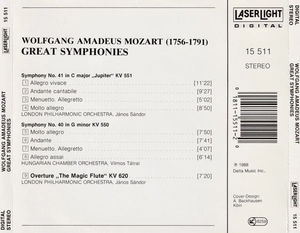 Wolfgang Amadeus Mozart, London Philharmonic Orchestra, Hungarian Chamber Orchestra, Janos Sandor, Vilmos Tátrai - Great Symphonies (CD) (NM or M-, NM or M-)