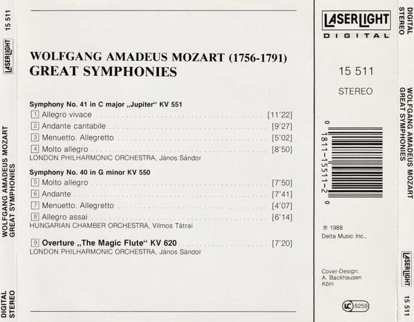 Wolfgang Amadeus Mozart, London Philharmonic Orchestra, Hungarian Chamber Orchestra, Janos Sandor, Vilmos Tátrai - Great Symphonies (CD) (NM or M-, NM or M-)