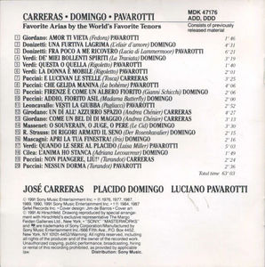 José Carreras, Placido Domingo, Luciano Pavarotti - Favorite Arias By The World's Favorite Tenors (CD) (NM or M-, NM or M-)