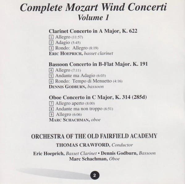 Wolfgang Amadeus Mozart performed by Orchestra Of The Old Fairfield Academy - Mozart Complete Wind Concerti Volume 1 (CD) (VG+, VG+)