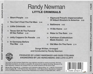 Randy Newman - Little Criminals (CD) (NM or M-, VG+)