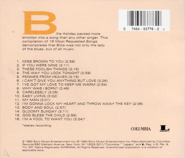 Billie Holiday - 16 Most Requested Songs (CD) (NM or M-, VG+)