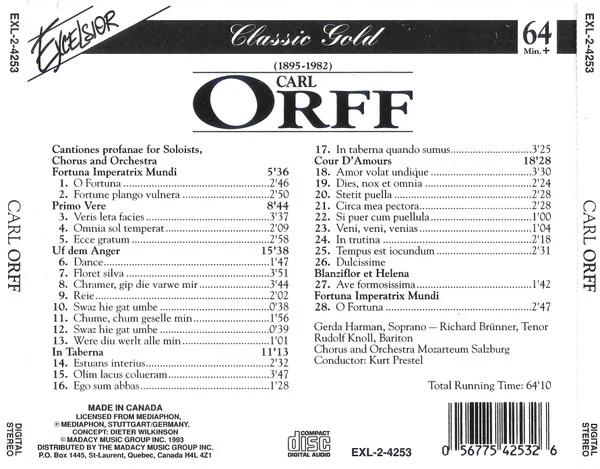 Carl Orff - Carmina Burana (CD) (NM or M-, VG+)