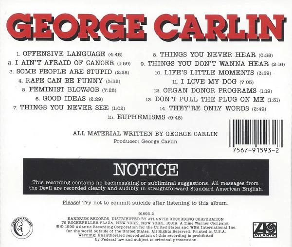 George Carlin - Parental Advisory: Explicit Lyrics (CD) (NM or M-, VG+)