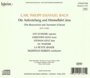 Carl Philipp Emanuel Bach – Uta Schwabe, Christoph Genz, Stephan Genz, Ex Tempore, La Petite Bande, Sigiswald Kuijken - Die Auferstehung Und Himmelfahrt Jesu (CD) (NM or M-, NM or M-)